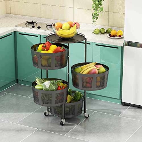 Stylifing 4 Tier Rotating Multi Layer Kitchen Shelf with Wheels
