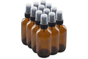 The Bottle Depot - 12 Pack - 4 oz Glass Spray Bottle - Clear Amber - 22-400 Neck Finish - Boston Round Bottles - UV Rays Protection