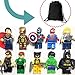 MadeinUSA 10 Mini Super Heroes Avengers Figures | Bonus Draw String Bag Included