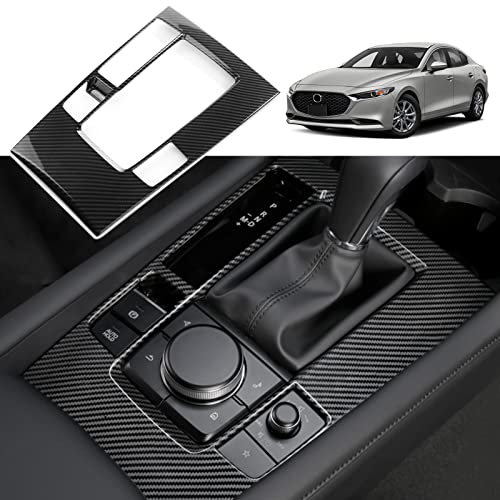ANFOKAS for Mazda 3 Accessories 2023 2022 2021 2020 Auto Center Console Cover Gear Panel Gear Shift Knob Cover Trim -Carbon Fiber Style