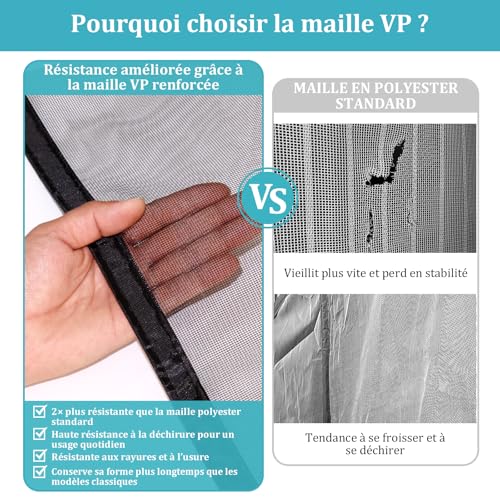 Apalus VP Magnetic Fly Screen for Doors - Heavy Duty Mesh, Top to Bottom Magnetic Seal, Automatic Close, Keeps Fresh Air Inside (120 x 210, Black)