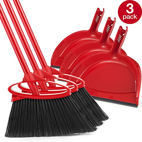 O-Cedar Angler Angle Broom with Dust Pan (Pack of 3)