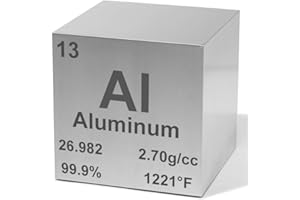 HEAVENLY METALS Aluminum 1" Metal Density Cube - 99.9% Pure Element for Chemistry - Educational Scientific Chemistry Elemental Specimen
