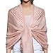QBSM Womens Baby Pink Sheer Large Soft Bridal Formal Evening Scarf Shawls Wraps Summer Cover Up Mother's Day Gift