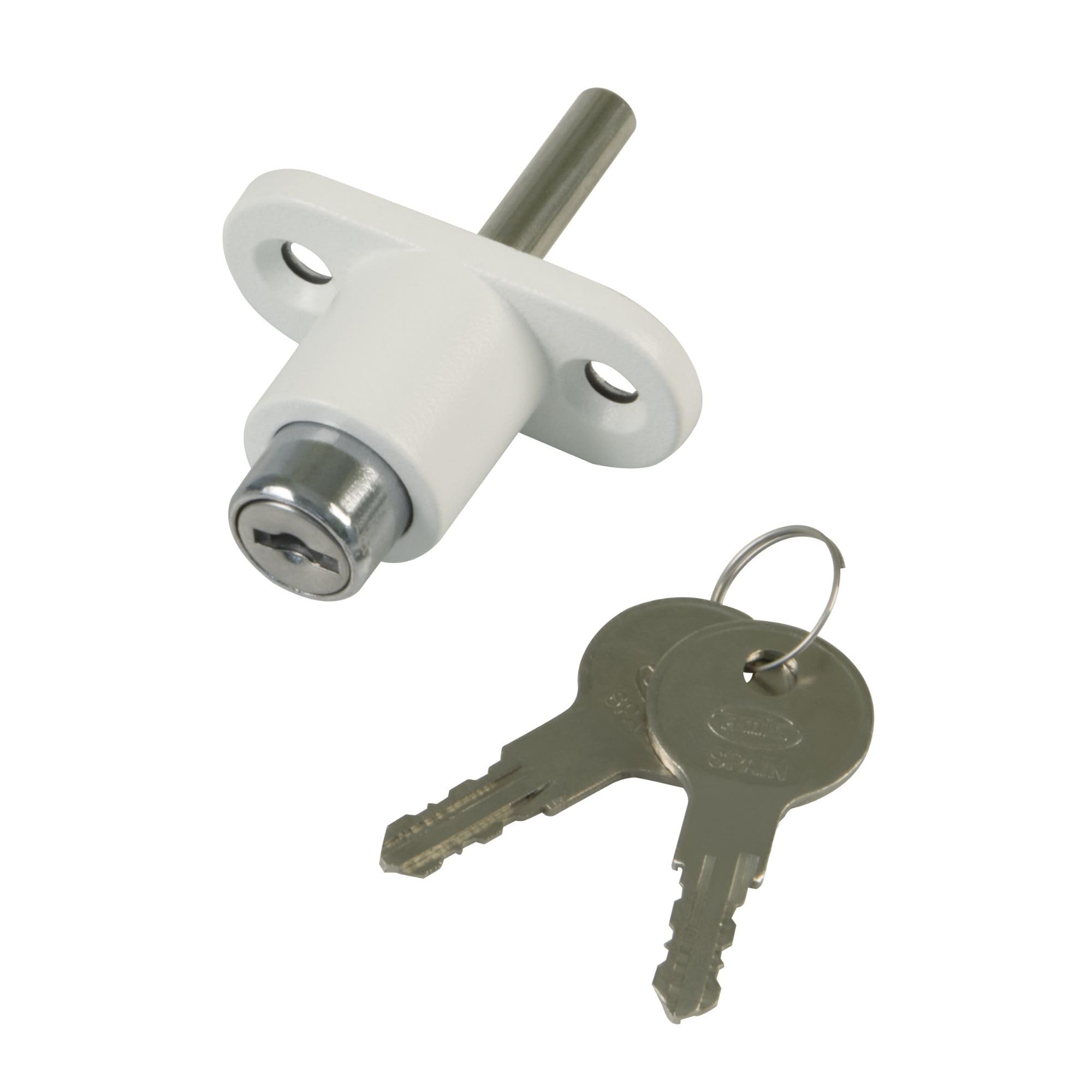 Amig - Security Lock for Sliding Windows Mod.45 | Overlap Lock with 2 Keys + Screws for Installation | Steel White Finish | Measurements: 53 x 23 mm