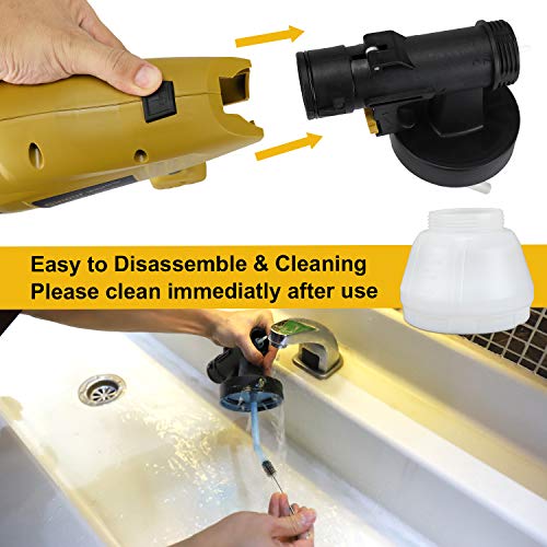 Paint Sprayer Gun with 1300ml Detachable Container,Ginour 800ml/min HVLP Electric Spray Gun wtih 3 Spray Patterns & 3 Nozzle Sizes, Lightweight, Flow Control and Perfect for Spraying Work - Thumbnail 3