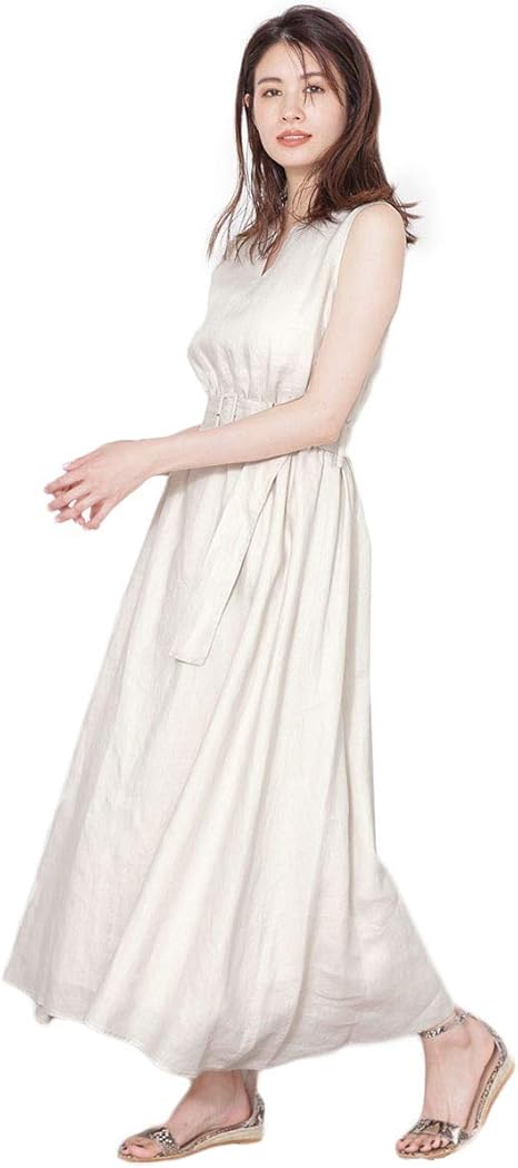 Amazon Co Jp ナノユニバース フレンチリネンギャザーマキシ ワンピース レディース アイボリー 36 服 ファッション小物