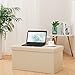 Ollieroo Faux Leather Folding Storage Ottoman Bench Foot Rest Stool Seat Beige 30''X15''X15''