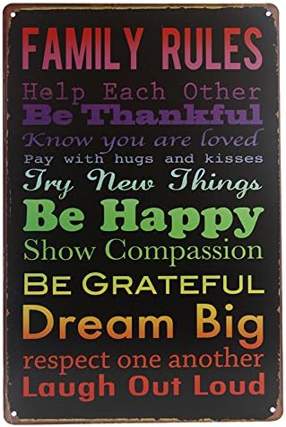 T-ray Family Rules Metal Painting Plaque Vintage Wall ART Pub Poster
