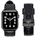 RUOQINI For Apple Watch Band 38MM, Retro Genuine Leather Strap Replacement Band for Apple Watch Series 3/2/1 (Black with Black Metal)