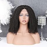 Sailk Hair 13x6 Lace Front Wigs Kinky Curly Human Remy Hair Wigs For Black Women Pre Plucked With Baby Hair(8 inch with 150% density)