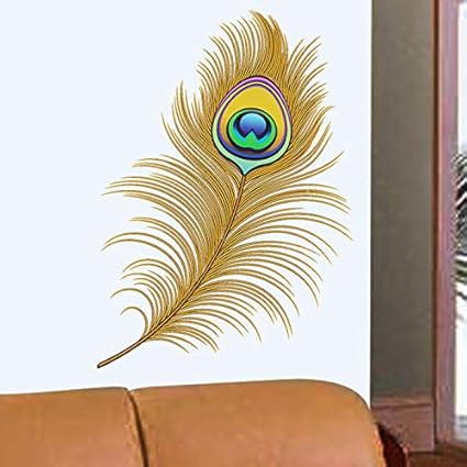 Decals Design Oh Dreamy Peacock Feather Wall Sticker (PVC Vinyl, 50 cm x 70 cm)