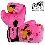BreaDeep 6oz Kids Boxing Gloves,PU Leather Children Junior Sparring MMA Kickboxing Training Gloves,Age 3-10 Years (Pink)