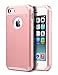 ULAK 5S Case, iPhone 5S Case, iPhone 5 Case, iPhone SE Case, Slim Fit Dual Layer Protection Case Shock Absorbing Hard Rugged Ultra Protective Back Rubber Cover with Impact Protection(Rose Gold)
