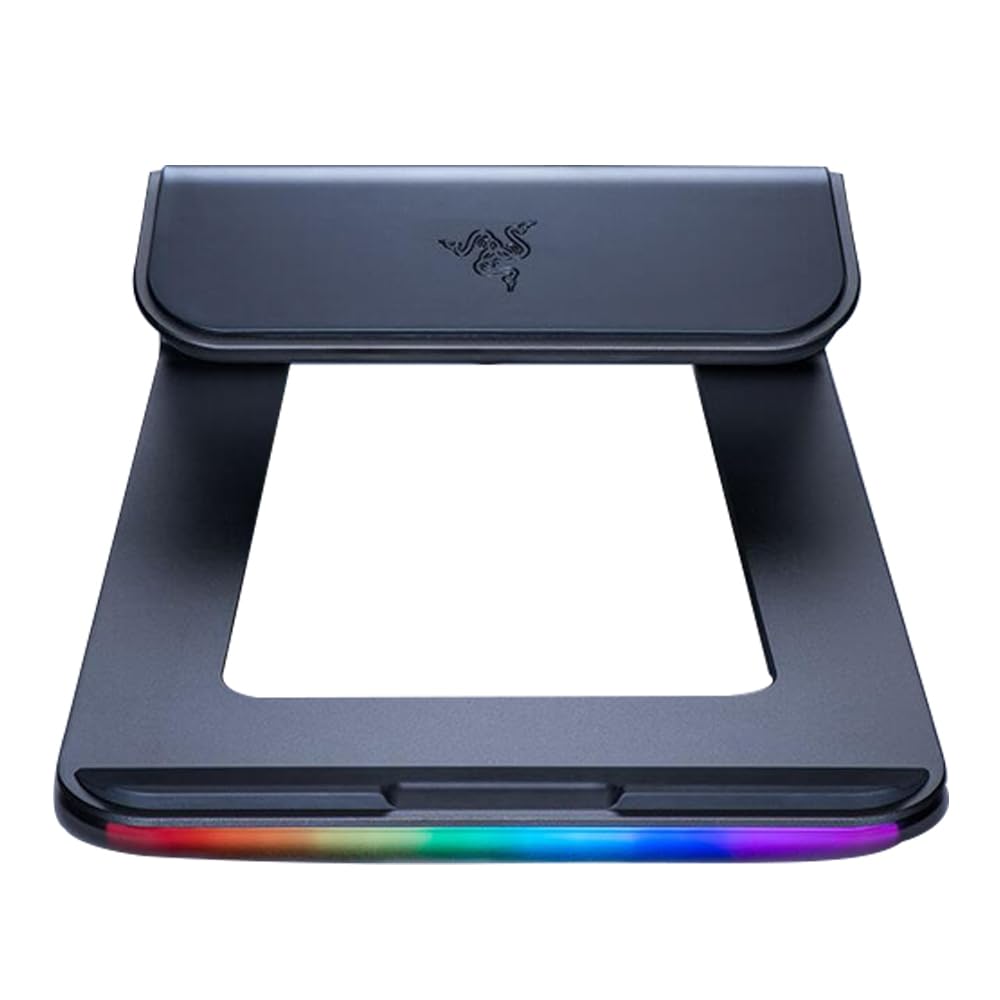 Razer Laptop Stand Chroma - Support pour Ordinateur Portable avec Éclairage Rgb Chroma - Hub Usb 3.0 avec 3 Ports (Angle D'Inclinaison De 18 Degrés, Aluminium et Design Ergonomique) Noir