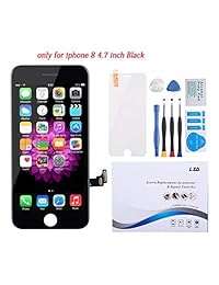 Repuesto para pantalla LCD de repuesto para iPhone 8 con digitalizador de pantalla de color negro y marco de montaje con herramientas de reparación 3D táctil y protector de pantalla de cristal para iPhone 8 de 4,7 pulgadas.
