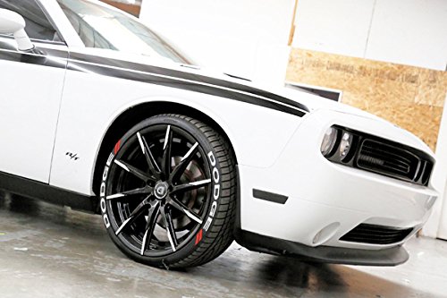 Tire Stickers Dodge // Tyre Lettering Kit - Genuine USA Made DIY Permanent Tyre Lettering with Glue & 2oz Touch-Up Cleaner / 19-21 Inch Wheels / 1.25 Inches/White / 4 Pack