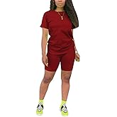 TOPONSKY Womens 2 Piece Sports Outfit Tracksuit Shirt Shorts Jogger Bodycon Sets