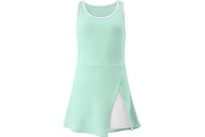LIONJIE Little Girls Golf Tennis Sports Round Neck Sleeveless Athletic Active Dress with Safety Shorts and Pockets