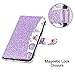 ULAK iPhone 8 Plus Case, iPhone 7 Plus Wallet Case, Glitter PU Leather Wallet Case with Kickstand and ID Card Slot Wrist Strap Shockproof Flip Cover for iPhone 8 Plus - Light Purple
