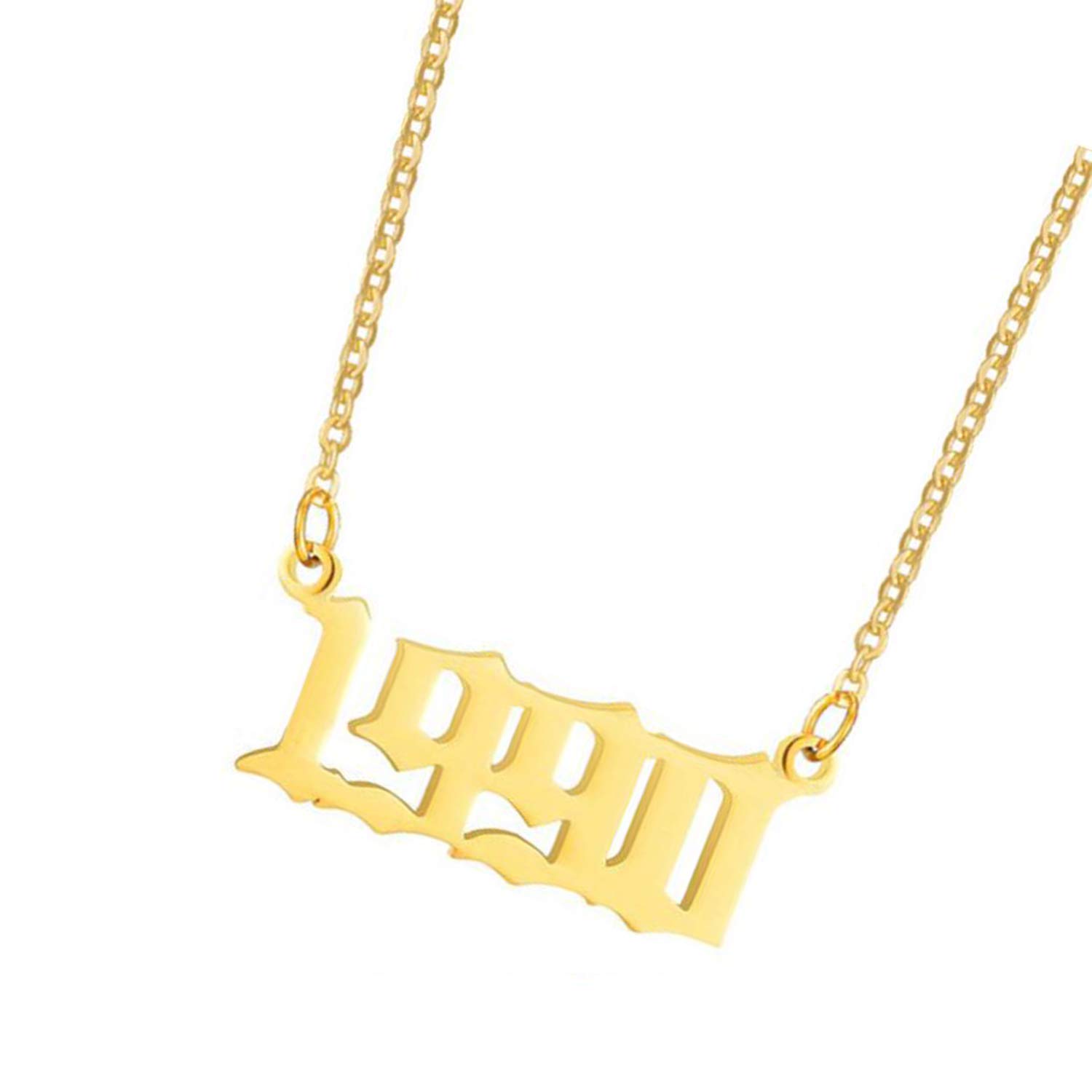 Birth Year Pendant Necklace,Gold Plated Necklace Personalized Women and Girls Birthday Gift Jewelry (1990)