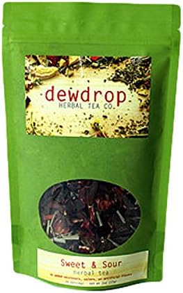 Dewdrop Loose Leaf Tea 2.4 oz - Sweet and Sour (Rosehips, Lemongrass and Hibiscus) Decaffeinated Herbal Tea