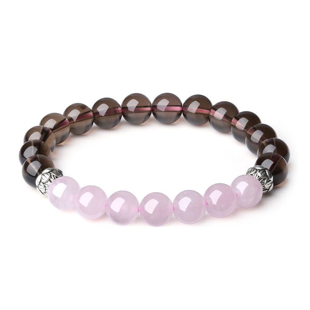 COAI Women's Beaded Bracelet, Smoky Gray & Pink Crystal Bracelet, 5.5-6.25 inches (14-16 cm), Adult, Female, Holiday โ image 1
