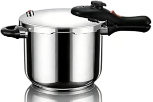 8 Quart Pressure Cooker – 18/10 Stainless Steel, Induction Compatible, 3-Layer Heat Diffuser Bottom, 9 Safety Systems, Even H