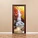 Fymural 3D Retro Stone Step Door Wall Mural Wallpaper Stickers Vinyl Removable Decals for Home Room Decoration 30.3x78.7