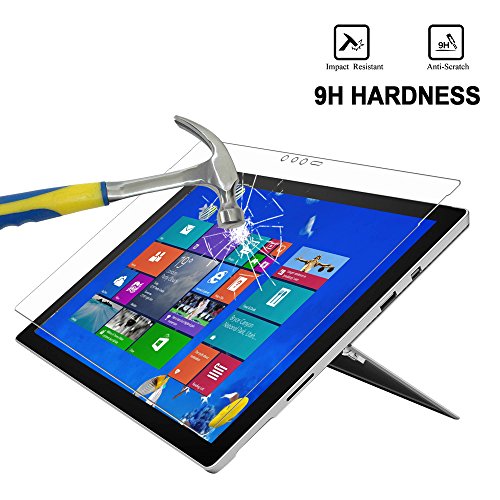 New Surface Pro 2017 Screen Protector [Tempered Glass] Megoo Bubble Free, Ultra Clear, Anti-Scratch, Friendly Touching, also compatible for Microsoft Surface Pro 4