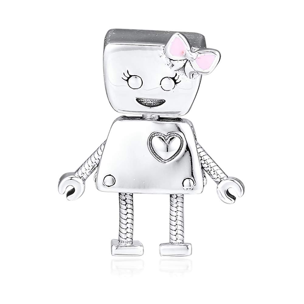 PANDOCCI 2018 New Spring Bella Bot Pink Enamel Bead 925 Silver DIY Fits for Original Pandora Bracelets Charm Fashion Jewelry