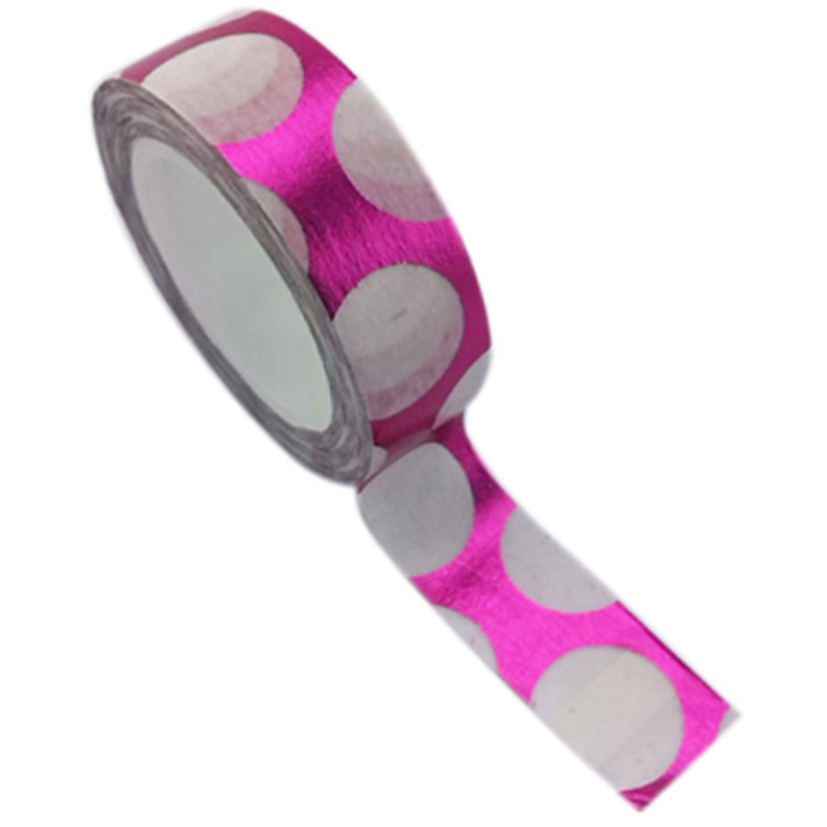 Love My Tapes Foil Washi Tape 15 mm x 10 m Fuchsia W/Big White Dots, Acrylic, Multicolour, 5.08x5.08x1.9 cm