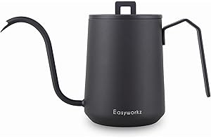 Easyworkz Gooseneck Pour Over Coffee Kettle 20 oz Stainless Steel Hand Drip Coffee Pot With Long Narrow Spout, Matte Black