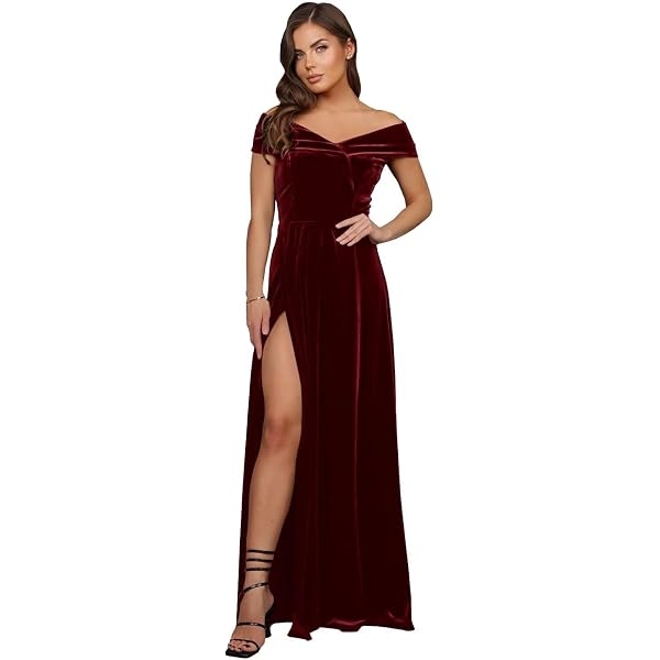 slim fit dress slacks Dali Off Shoulder Velvet Mini Dress main image 1