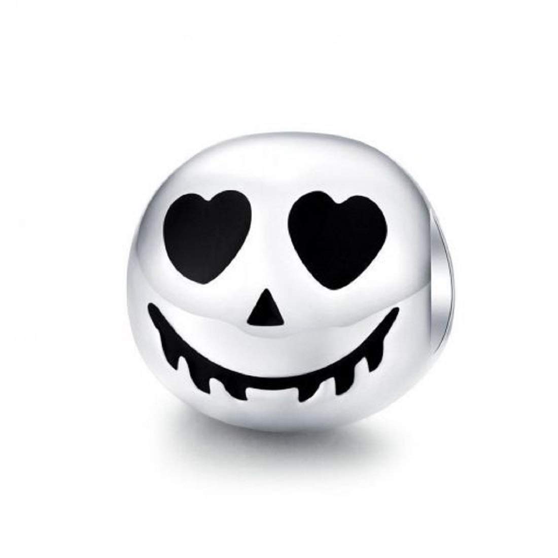 Featherwish 925 Sterling Silver Halloween Pumpkin Scary Face Bead Charm Compatible With Pandora And Other 3MM Charm Bracelets (Pumpkin)