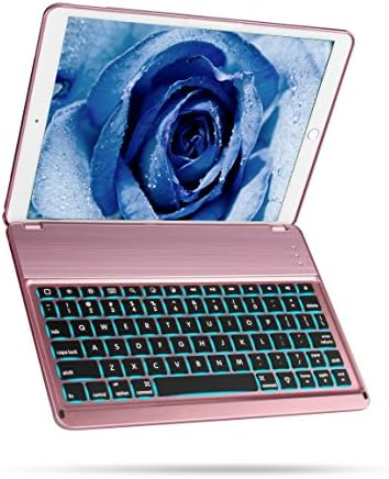 iPad Pro 10.5 Keyboard Case, Sounwill 7 Colors LED Backlit Updated Keyboard with Folio Smart Protective Cover- (for Model A1701/A1709) (Rose Gold)