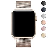Walcase Fully Magnetic Closure Clasp Milanese Loop Stainless Steel iWatch Band for Apple Watch Series 3 Series 2 Series 1 - 38mm Gold
