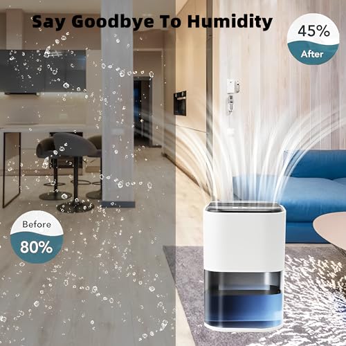 Beauenty Home Dehumidifier, 2L Water Tank, Quiet, 7 Color LED Light, Auto Off, Bedroom, Bathroom, RV, Closet