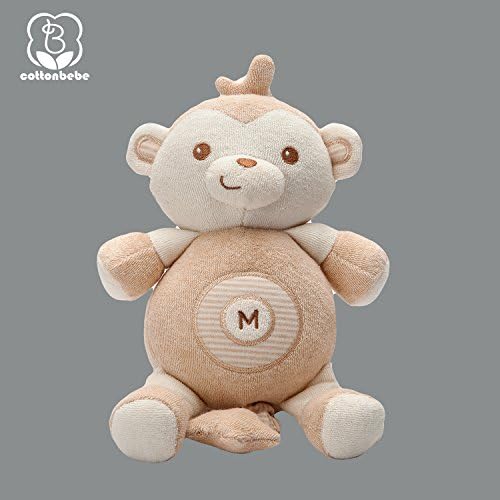 Cottonbebe Natural Color Cotton Soft Stuff Baby Toys Smoothing Music Cute Animals Toy Clever Monkey B22013-6 Stroller Hanging Doll Toy gift