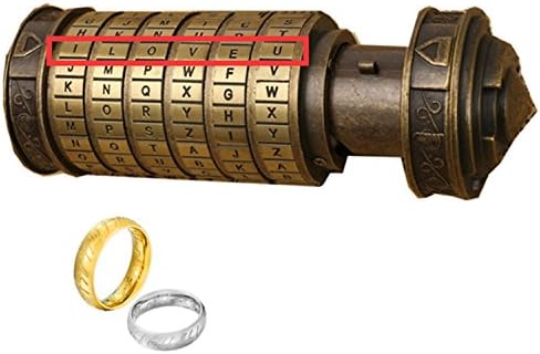 MUCHENGGIFTS Da Vinci Code Mini Cryptex For Valentine's Day Creative Cool Romantic Birthday Gifts for Him Her Mom Dad Boyfriend Girlfriends Brain Teaser Lock Puzzles With Two Rings