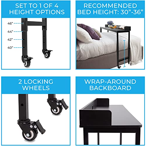 Joy Overbed Table With Wheels For Full/Queen Beds Height Adjustable