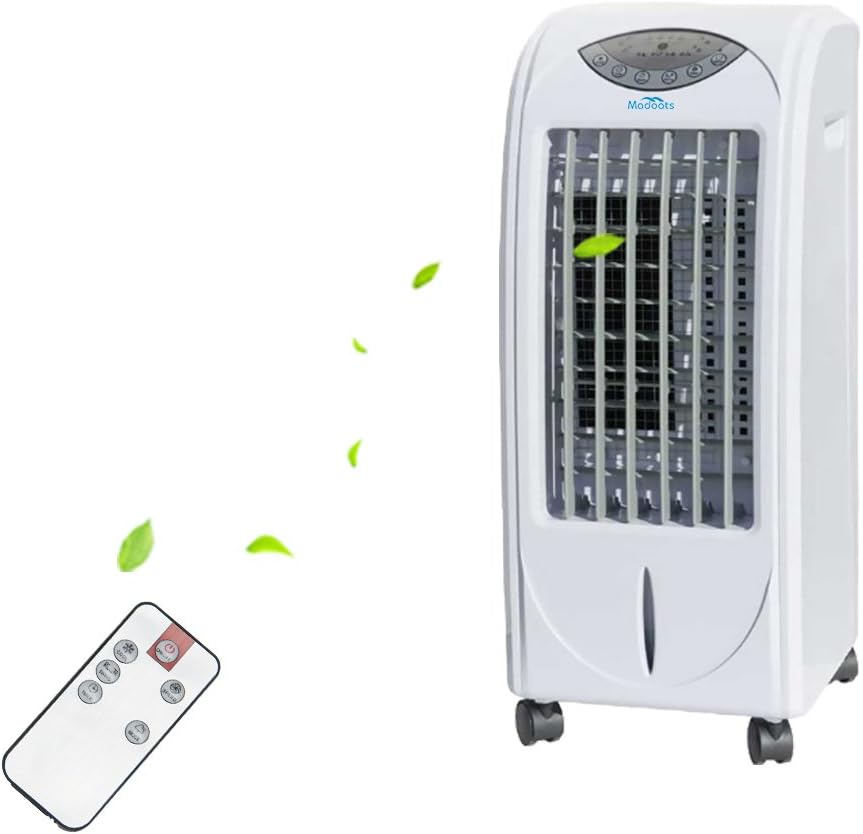 Madoats Portable Evaporative Air Cooler Standing Air Circulator Room Tower Fan with Remote Controller (27 inch)