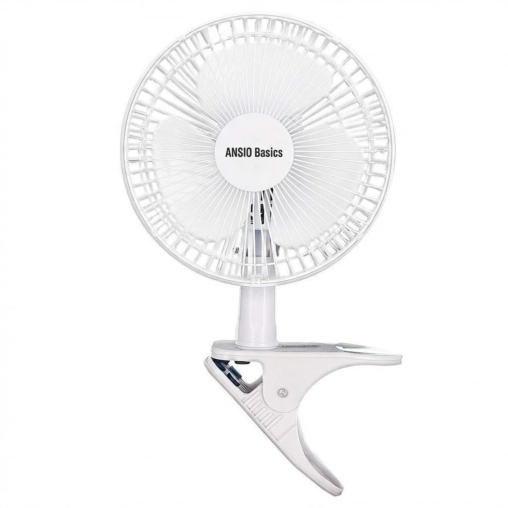 ANSIO® 6 Inch Clip On Fan – Mini Desk Fan with Clamp, Plug in Portable Fan with 2 Speed Settings, 360° Rotatable Head & 45° Tilt Adjustment, Clip Fan for Bed, Desk & Office - White
