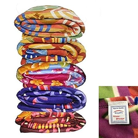 Goyals Single Bed Multicolor Printed Fleece Blanket - Set of 5