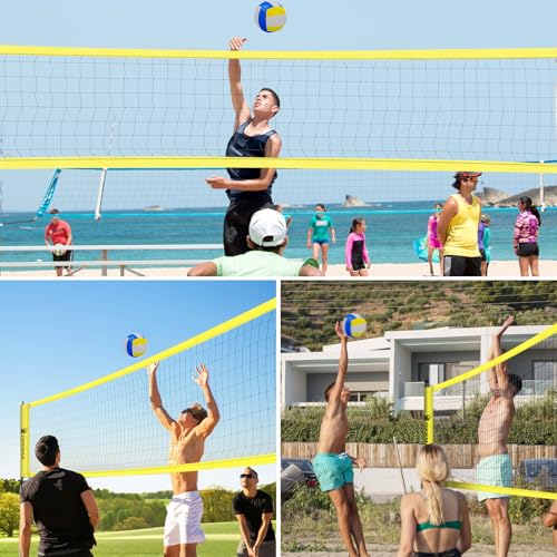 OKKMAX Red de Voleibol Profesional Exterior con Postes Ajustables diseño antienredos portátil Incluye Marcador línea de límite Bolsa de Transporte para jardín Playa