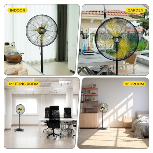 FUGOO 24'' Outdoor Oscillating Pedestal Fan With Remote Control,All Sealed BLDC Motor, 4-Speed Waterproof Outdoor Fan, Heavy Duty Industrial Floor Fans for House,Patios, Commercial, Garage, Warehouse
