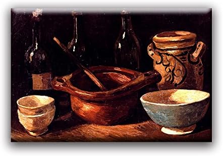 Abstract Earthenware and Bottles Oil Panting Print on Canvas Unframed for Home Decoration