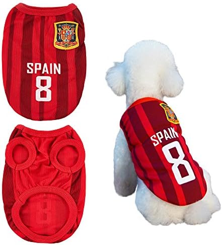 COSL Dog Clothes Football T-shirt 2018 World Cup FIFA Team Jersey for Pet Spain (1 PSC) (S)