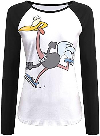 TENGBOKY Cute Ostrich Running Amusing Particular Women's Raglan Shirts Baseball Sleeves