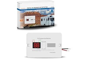 PANGAEA Digital RV Propane Gas Detector with 85dB Loud Alarm, DC 12V, for Trailer, Motorhome, Motorcoach (Surface Mount - White)